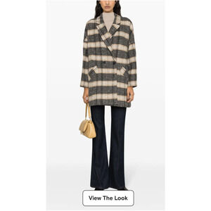 NWT Ba&sh Hold Double-breasted Coat Plaid Oversized Made in France sz3 US L $550